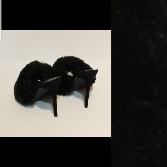 Fur Open Pointy Toe Stiletto Mule Heel - Picture 4 of 5